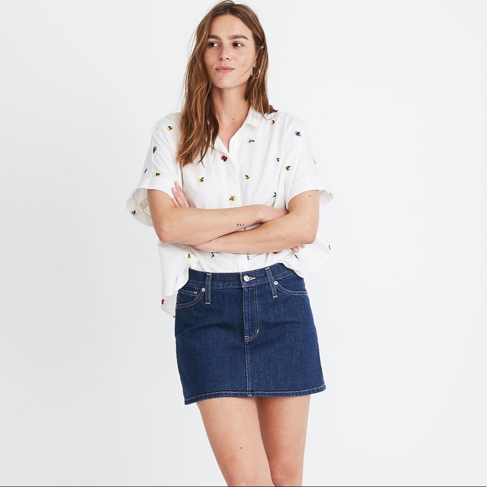 NWT Madewell Rigid Denim Mini Skirt in Dupree Wash -Size 25